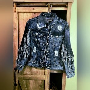 Thrill Jeans Denim Distressed Jacket